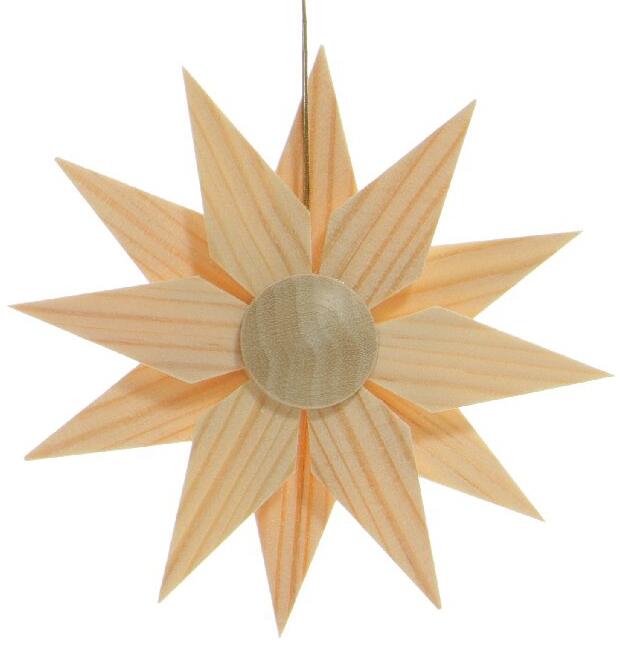 Christbaumschmuck - Holzsterne in Natur 4er Set - Ansicht Einzeln