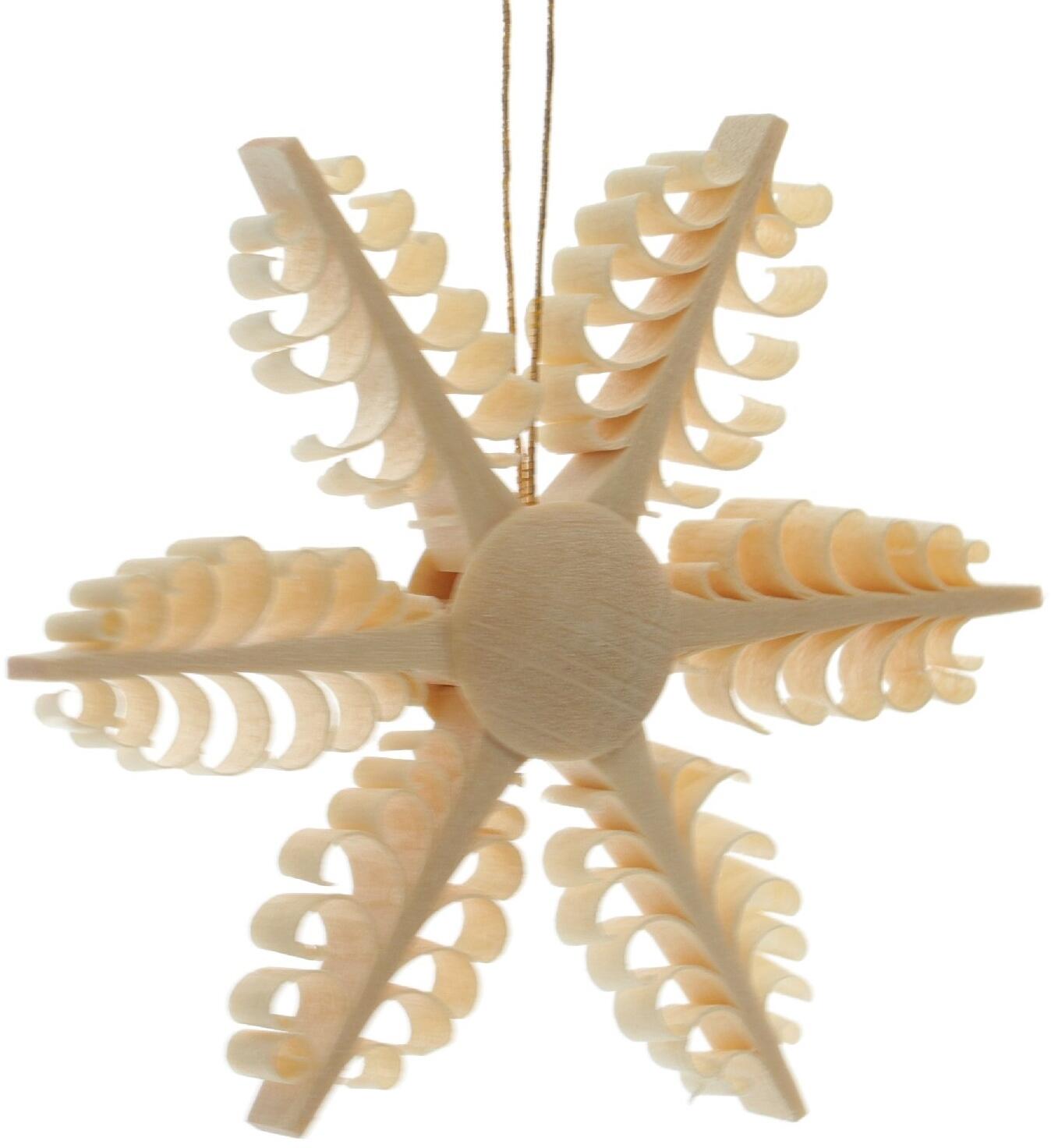 Christbaumschmuck - Spanstern aus 8 gestochenen Bäumchen -  Ansicht 1 - Hergestellt im Erzgebirge