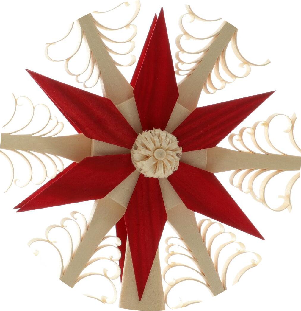 Christbaumspitze Spanstern Rot/Natur el. Beleuchtet Mittig Stern - Ansicht Detail