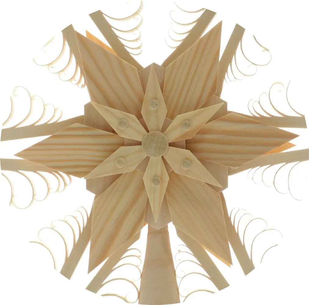 Baumschmuck Christbaumspitze beleuchteter Spanstern mit kunstvollen Spanbäumen aus Holz von Martina