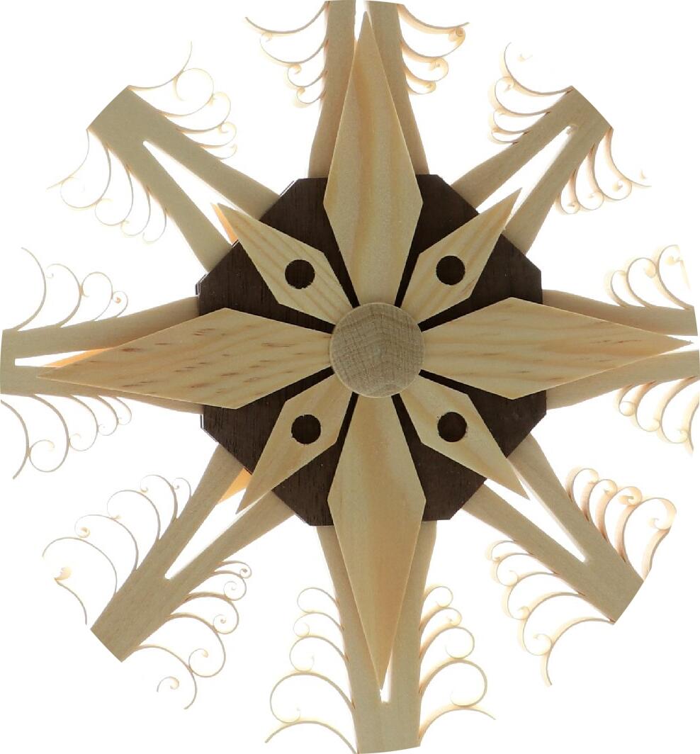 Spanstern 8 eckig Mitte mit Stern und dunklem Furnier - Ansicht Detail