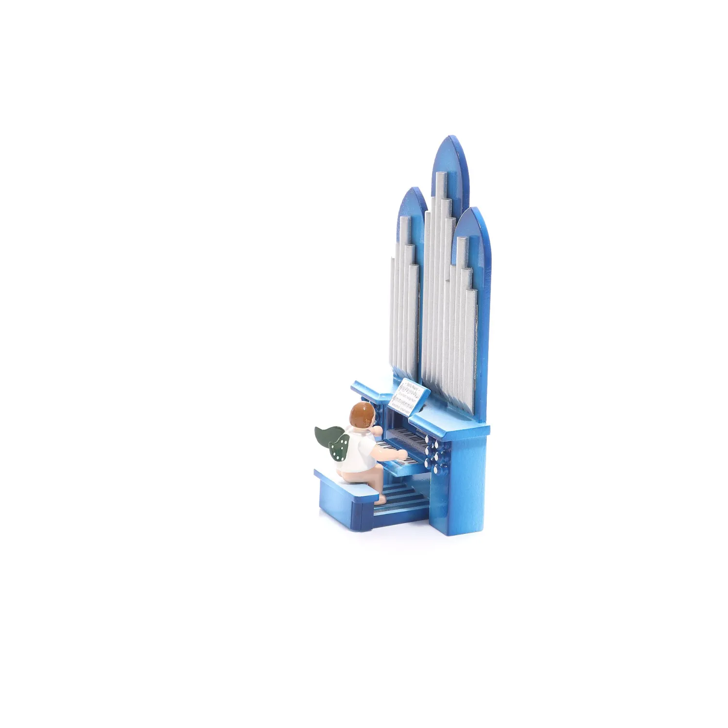 Holzfigur Engel an der Orgel ohne Krone von KDE-Kunstgewerbliche Drechslerei Ellmann, 6 cm, mit