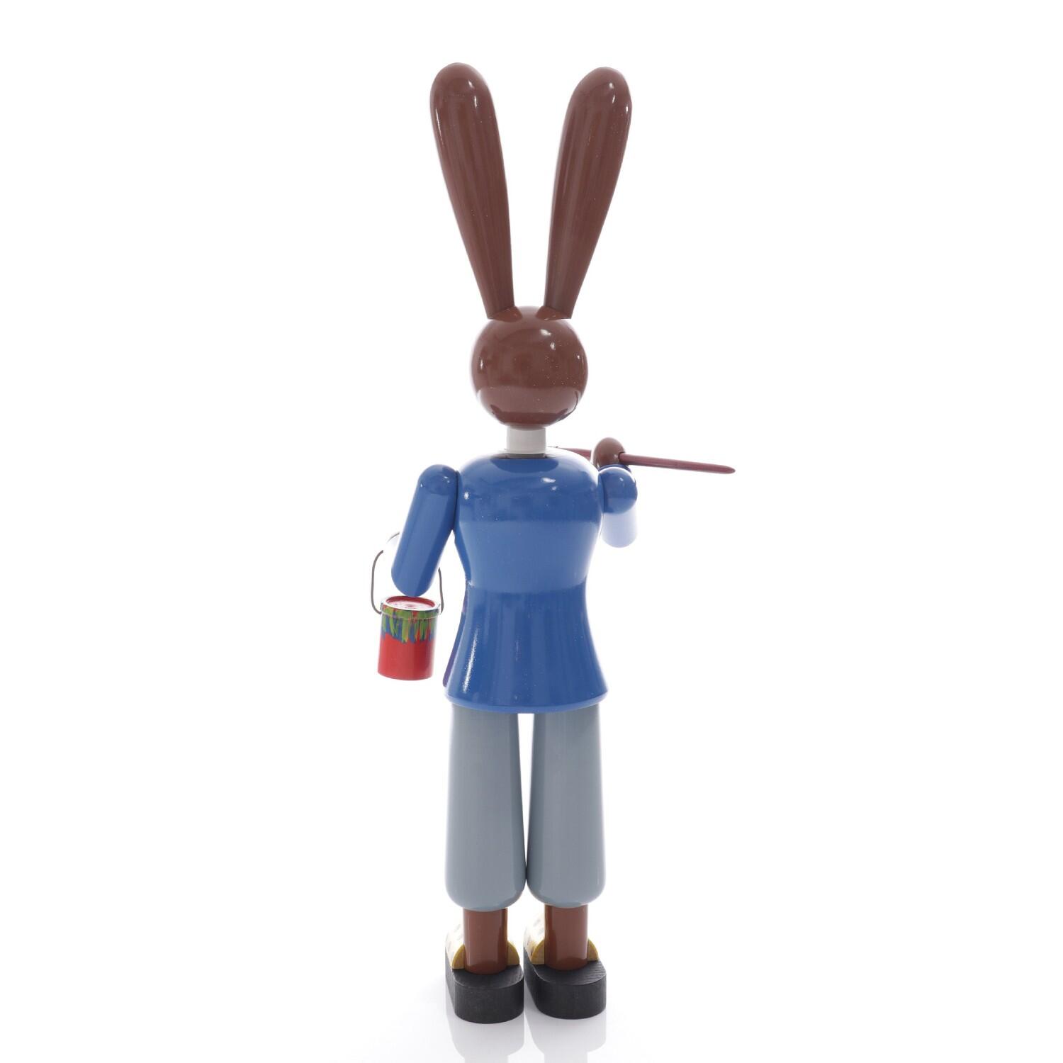 Osterfigur - Großer blauer Osterhase mit Pinsel und Farbeimer - Höhe 42cm