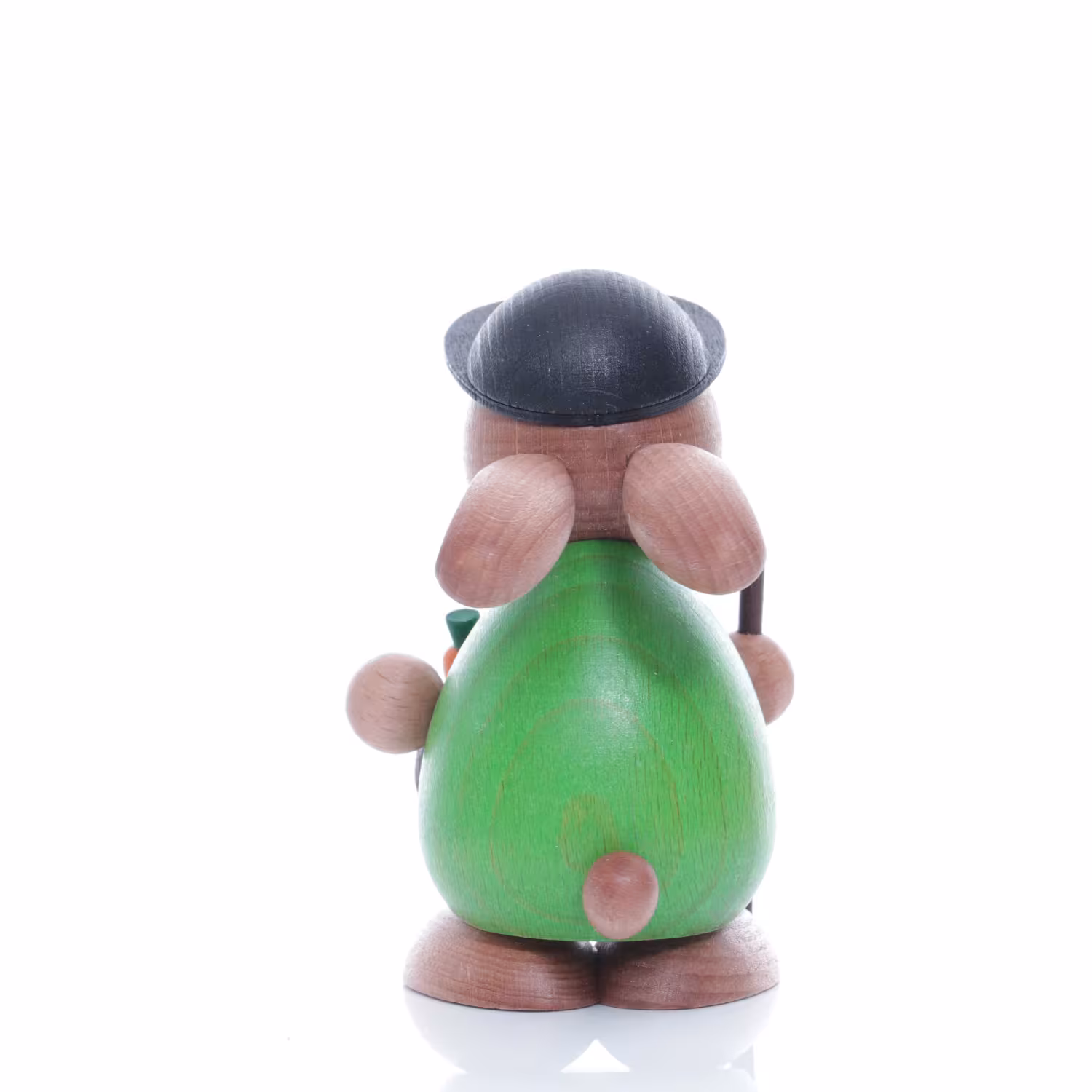 Rückansicht vom handgefertigten Osterhasen Wanderer mit Stock und Cappi von Kunsthandwerk Ullrich in