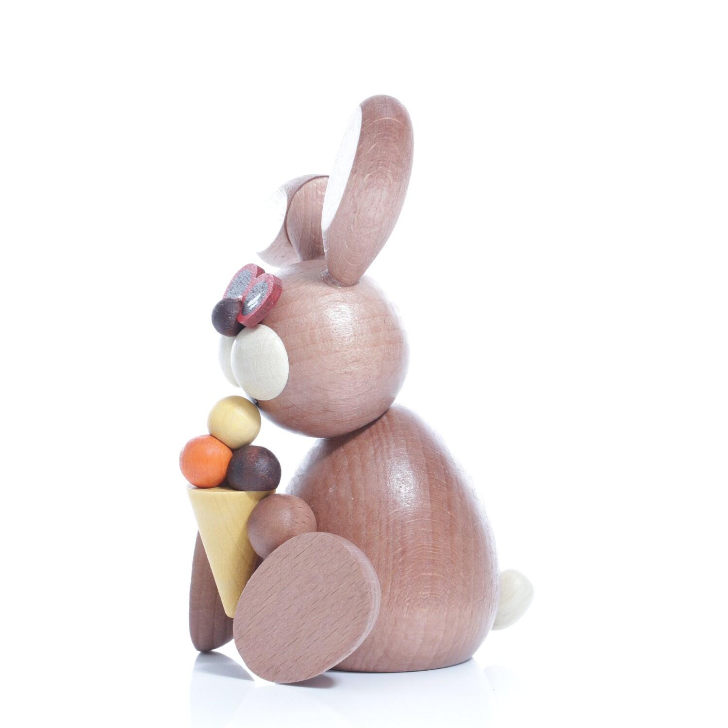 Osterfigur – handgefertigter, farbenfroher Osterhase mit Eis und Sonnenbrille – HxB ca. 12x5,5 cm
