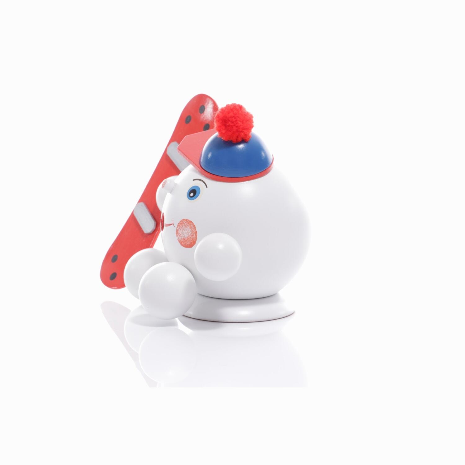 Räucherfigur - Räucherschneeball mit roten Snowboard und Mütze - BxHxT 14,5x13x10cm