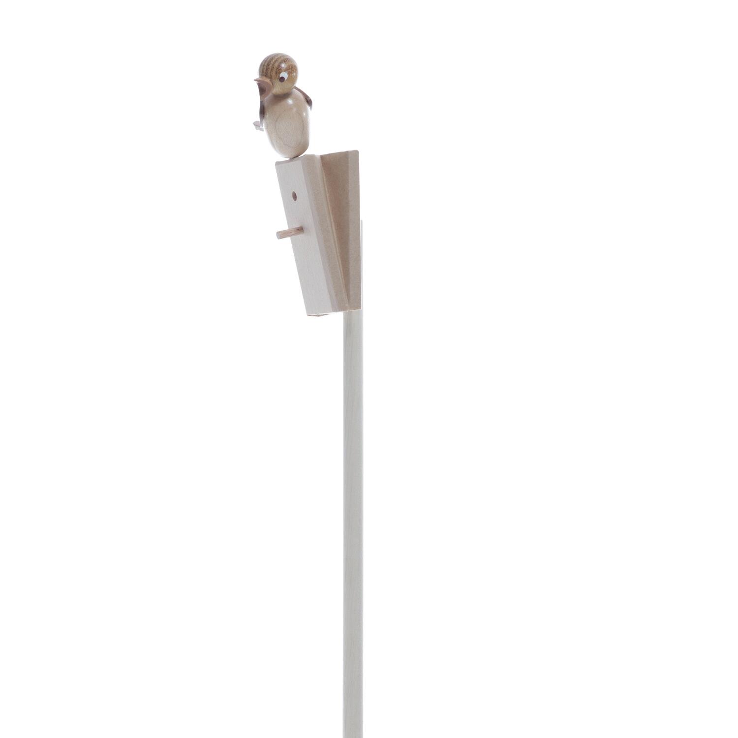 Frühlingsdekoration - Singvogel (macht Geräusche) Natur Vogel (4x2x6cm) auf Stab - Höhe=50cm