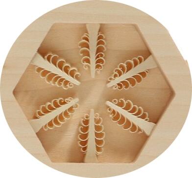 Spanstern doppelt el. Beleuchtet Mitte mit 6 kleinen Bäumchen - Ansicht Detail