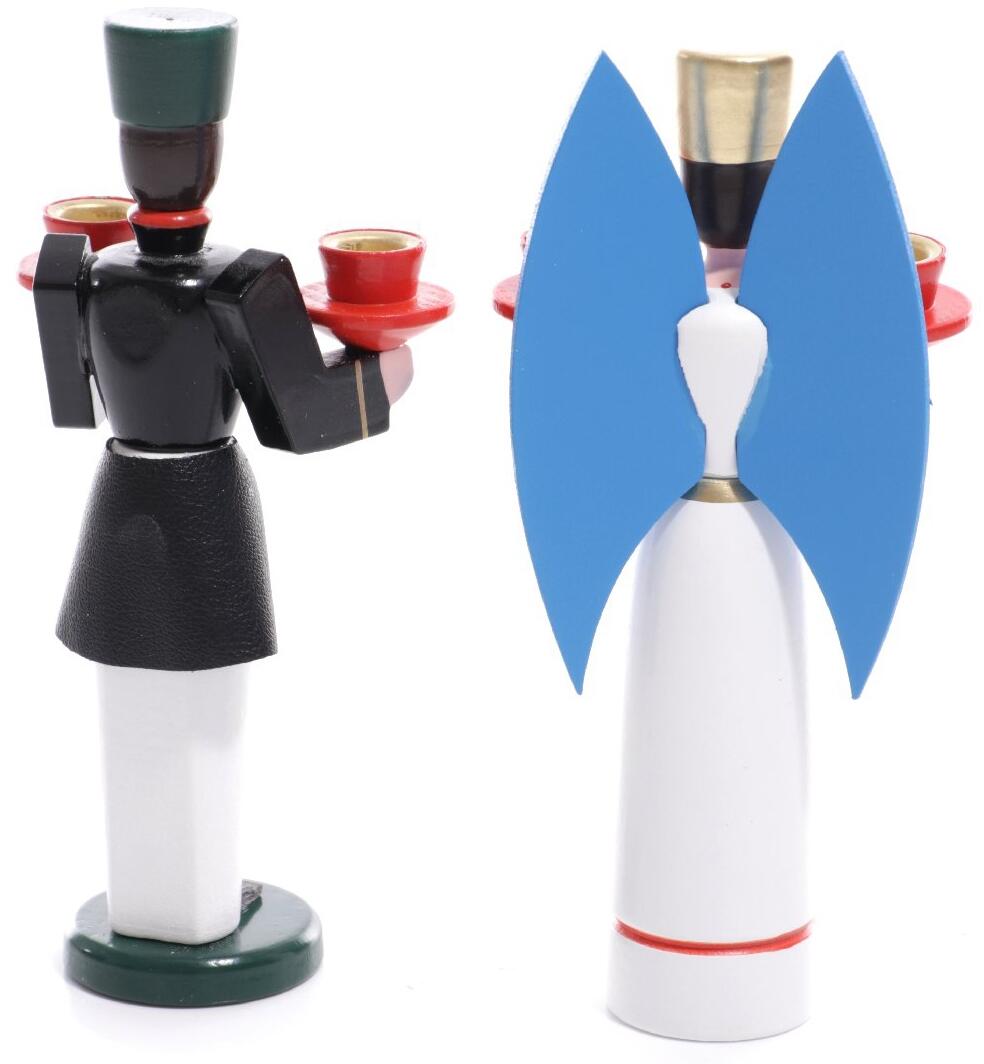 Weihnachtsfiguren - Engel rote Flügel und Bergmann für Puppenlichte Bunt - Ansicht 3 In