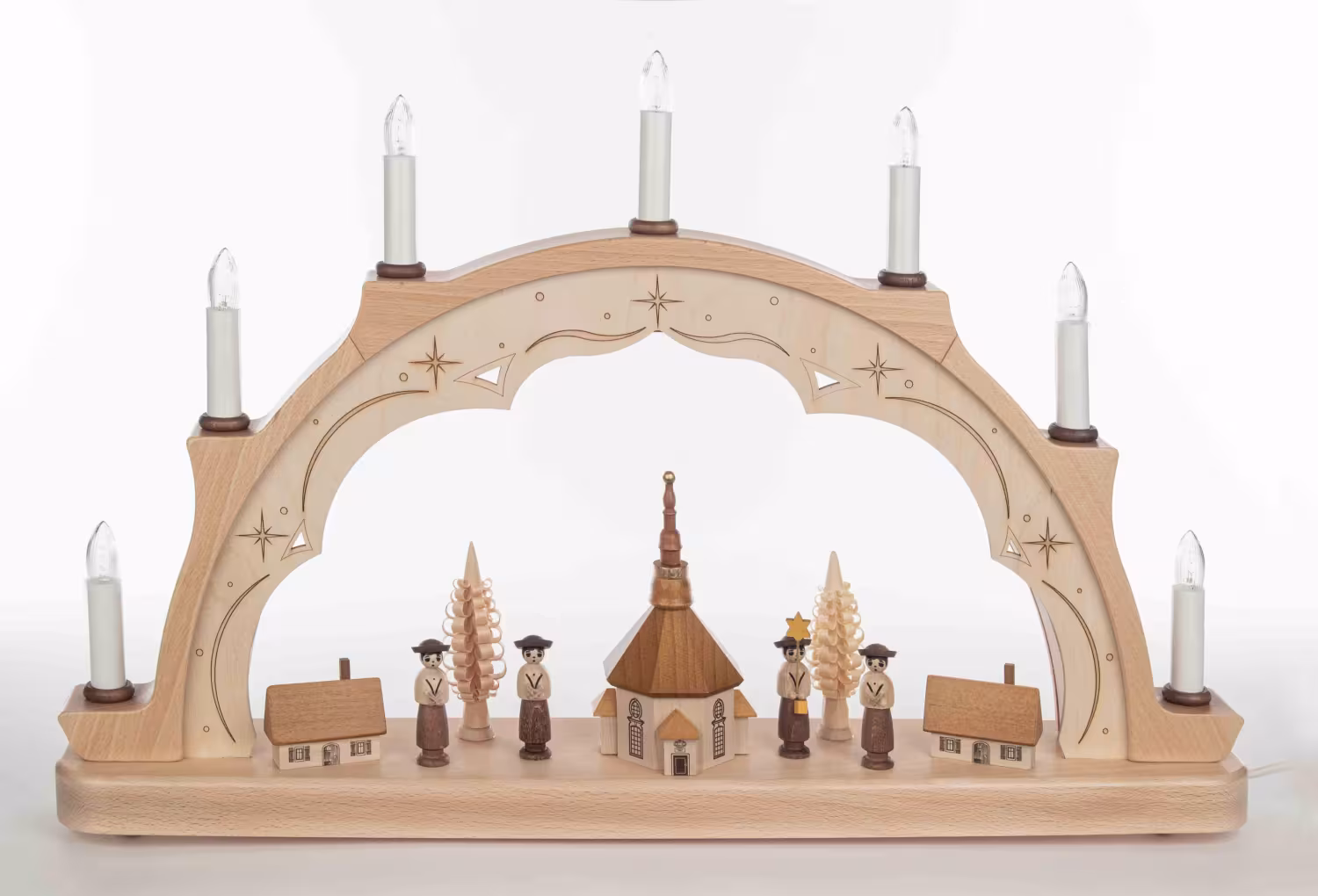 Schwibbogen Kurrende mit Seiffener Kirche elektrisch von Zeidler Holzkunst, erzgebirgischer