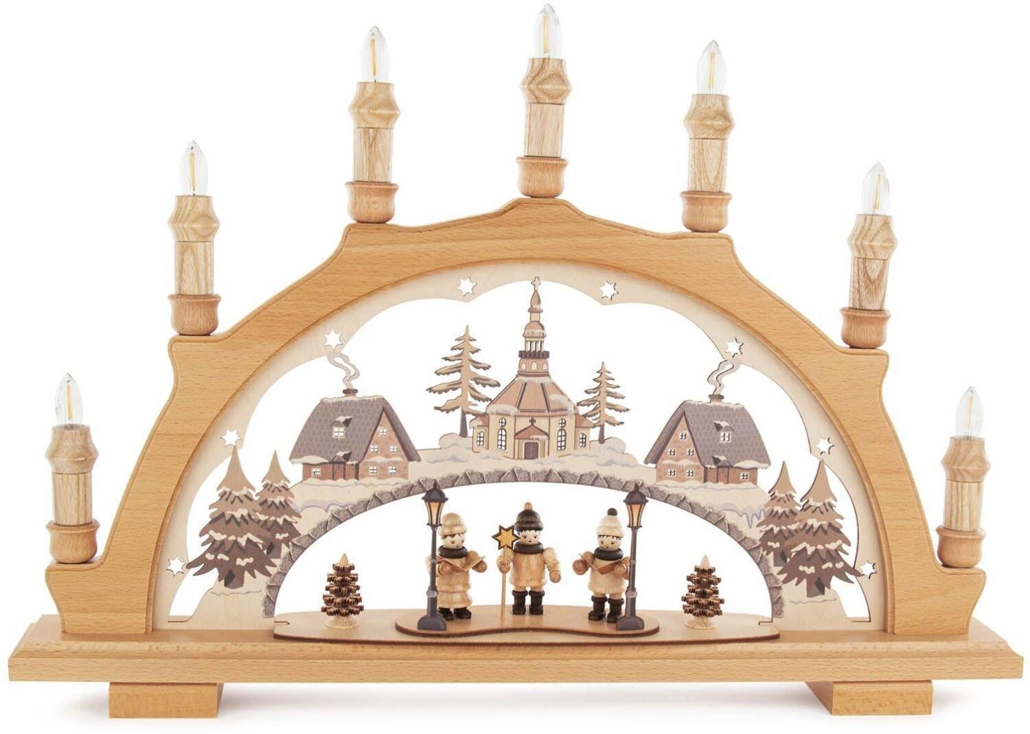Schwibbogen Seiffener Kirche mit Sternens&auml;nger mit LED Beleuchtung BxHxT 49x33,5x6cm