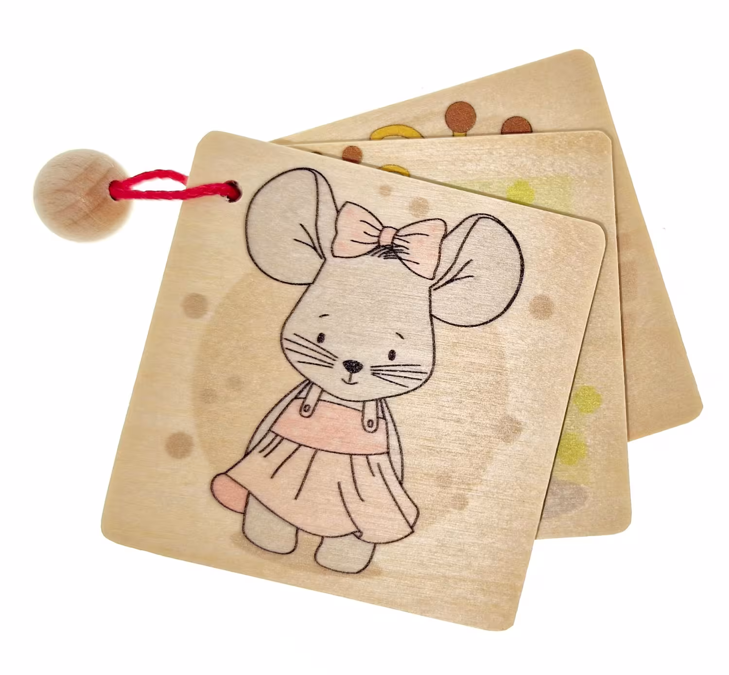Bilderbuch – liebevoll gestaltetes Holzbilderbuch mit Maus- und Giraffenmotiv, handliches Kinderbuch
