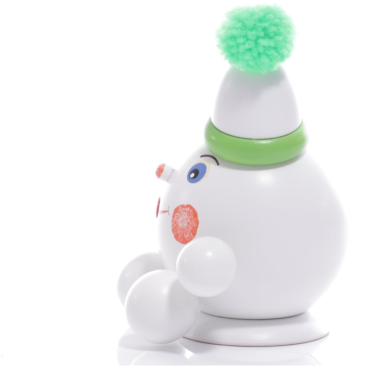 Räucherfigur - Räucherschneeball mit grüner Bommelmütze - BxHxT 13x14x10cm