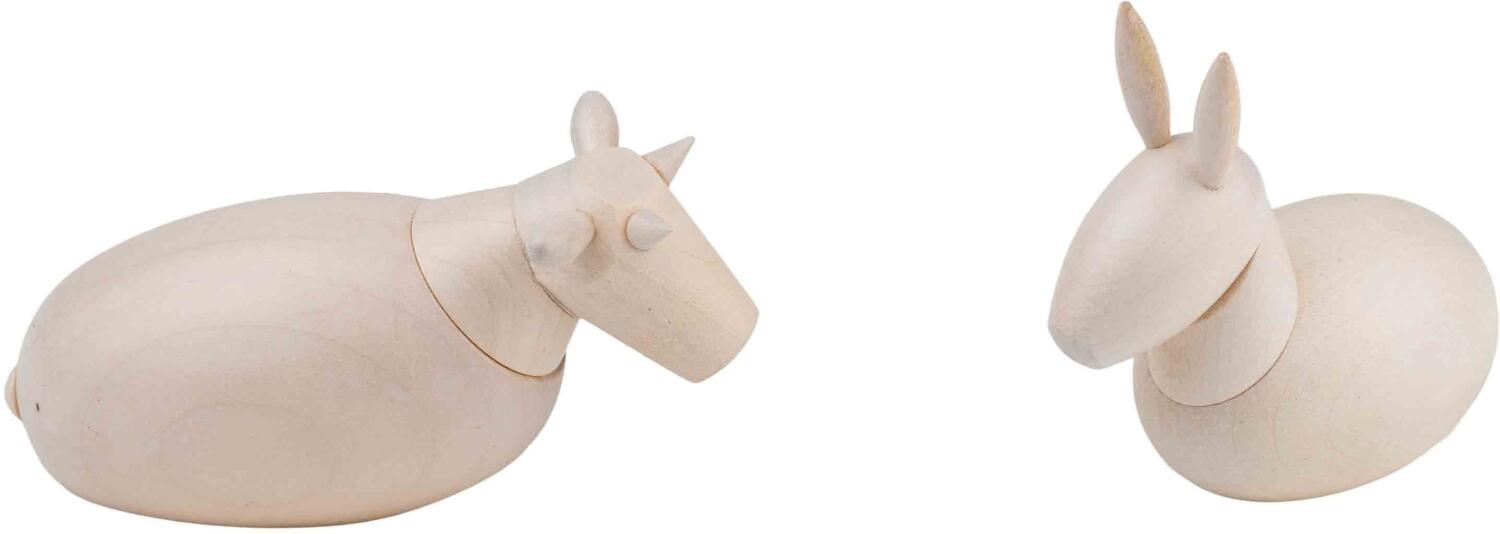 Krippenfiguren &ndash; Ochse & Esel in wei&szlig; 2-teilig &ndash; H&ouml;he 7cm