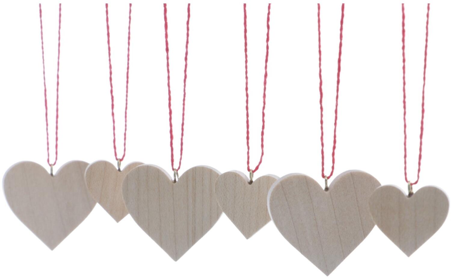 Baumbehang - 3 kleine und 3 gro&szlig;e Herzen zum H&auml;ngen in Natur - Ansicht Rechts - Damit kommt jeder