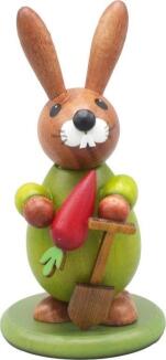 Osterdekoration Osterhase mit Möhre bunt Höhe 9cm