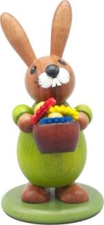 Holz Osterhase mit Blumen bunt Höhe 9cm