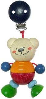 Spielzeug – niedlicher Bär Henry mit bunten Perlen und Metallclip – BxHxT 6.5 x 19 x 4 cm