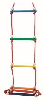 Schaukelspielzeug – farbenfrohe Strickleiter mit bunten Sprossen aus Holz – BxLxH 28 x 280 x 233 cm