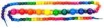 Holzspielzeug Perlen-Fädelspiel mit farbigen Holzperlen in Regenbogenfarben, 100 cm lang, von SINA
