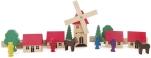 Holzspielzeug – detailreiches Dorf mit verspielter Windmühle und bunten Figuren, handgefertigt –
