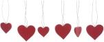Baumbehang - 3 kleine und 3 große Herzen zum Hängen in Rot - Ansicht Vorne - Hergestellt im