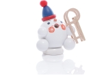 Räucherfigur - Mini Räucherschneeball Weiß mit Schlitten und Bommelmütze - BxHxT 8x8x7cm