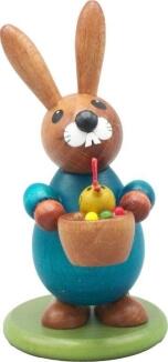 Osterdekoration Osterhase mit Küken bunt Höhe 9cm