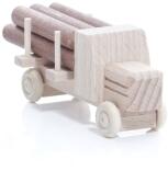 Holzspielzeug - Miniaturfahrzeug Lastenauto mit Haube und Rundholz Natur - HxBxT 3,5x7,5x3cm