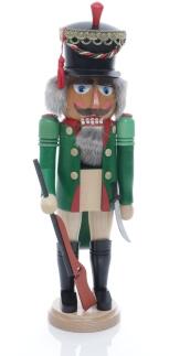 Weihnachtsfigur - Nußknacker Sächsischer Reiter mit Gewehr und Schwert - Ansicht Vorne - Hergestellt