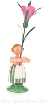 Blumenkind – detailreiches Blumenmädchen mit filigraner Winde, traditionell bemalt – HxB = 12 x 5 cm