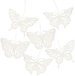 Baumschmuck – filigrane weiße Schmetterlinge Set mit feinem Stickmuster im Set – BxHxT 8,5 x 6,5 x