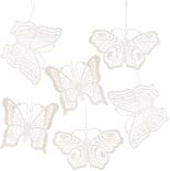 Baumschmuck – filigrane Schmetterlinge aus weißer Plauener Spitze im 6er-Set – BxHxT 1 x 6,5 x 0,1