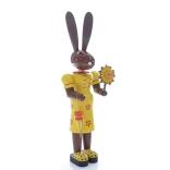 Osterfigur - Große gelbe Osterhäsin mit Blume und Sonnenschirm - Höhe 42cm