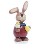 Osterfigur – liebevoll bemalter Osterhase mit Küken im Ei und gelben Ei– HxB ca. 12x5 cm