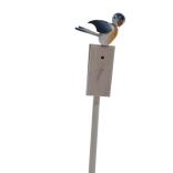 Frühlingsdekoration - Singvogel (macht Geräusche) Blaumeise (4x2x6cm) auf Stab - Höhe=50cm