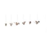 Strauchbehang - 6er Set - Singvögel naturfarben zum Aufhängen - HxBxT 4x2x6cm