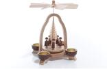 Tischpyramide für Teelichte- mit Spanbaum und Kurrendesänger - BxHxT 17x25x17 cm