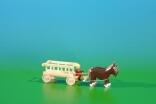 Miniatur Gespann Leiterwagen in natur mit Pferde , Ladung: Leer Länge ca 9cm