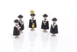 Miniaturfiguren - 5 Seiffener Kurrendefiguren mit Buch und Stern Schwarz - Höhe 5cm