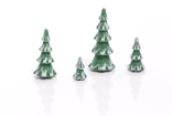Tischdeko - Holzbäume mit verschiedenen Kränzen Grün/Weiß 4er Satz - Höhe ca 3-8cm
