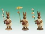 Osterdekoration Osterhasen 3tlg. mit Blumen Höhe 7,5cm