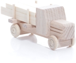 Holzspielzeug - Miniaturfahrzeug Lastenauto mit Haube und Langholz Natur - HxBxT 3,5x7,5x3cm