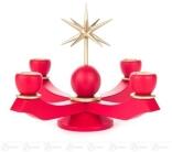 Adventsleuchter mit Stern, rot, für Kerzen d=20mm Breite x Höhe x Tiefe 19,5 cmx17 cmx19,5 cm