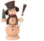 Räucherfigur - Räucherschneemann mit Besen, Zylinder und Ringelbaum Natur - Höhe ca 29 cm