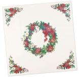 Mitteldecke – klassischer Weihnachtskranz mit liebevollen Stickereien, grün-rot-gold – BxH = 8 x 8