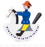 Nussknacker – detailreiches Reiterlein in prächtiger blauer Uniform mit Helm und Schwert – BxHxT =