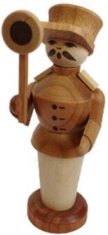 Miniaturfigur naturfarbener Bahnvorsteher mit Kelle aus Holz von Spielwarenmacher Günther,