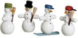 Miniaturfiguren – Handgefertigte Schneemänner bunt aus Holz – Höhe ca. 5 cm