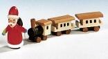 Weihnachtsfigur Weihnachtsmann mit Eisenbahn bunt Länge 15cm